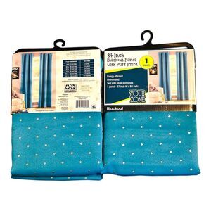 (2) 37"X 84" Teal Puff Print Curtain Panels-- NEW!
